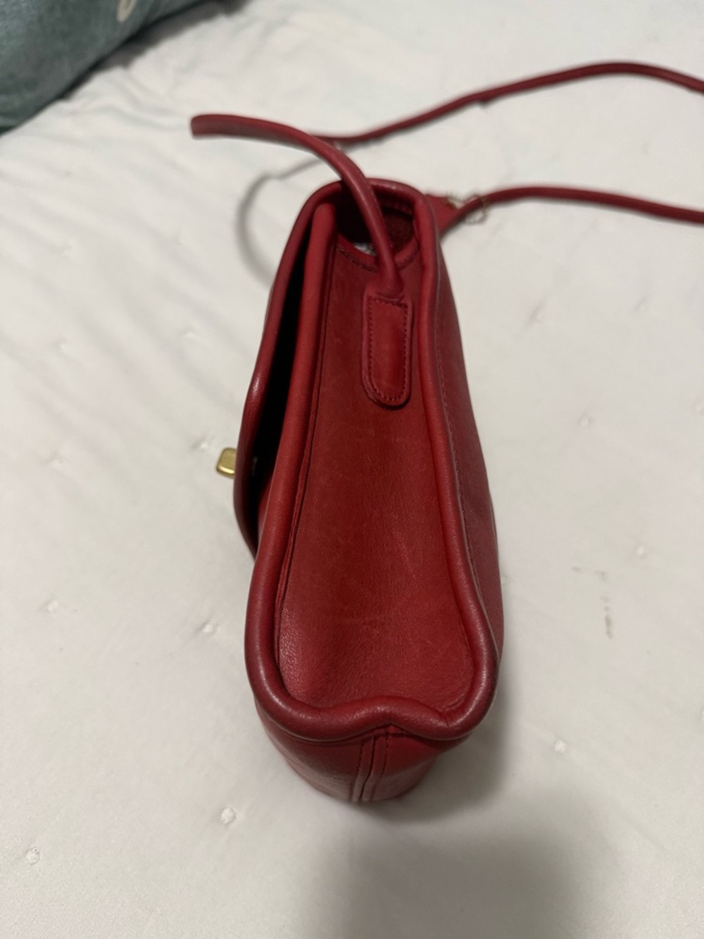 Coach Red Leather Crossbody with Gold Turnlock - Picture 3 of 11